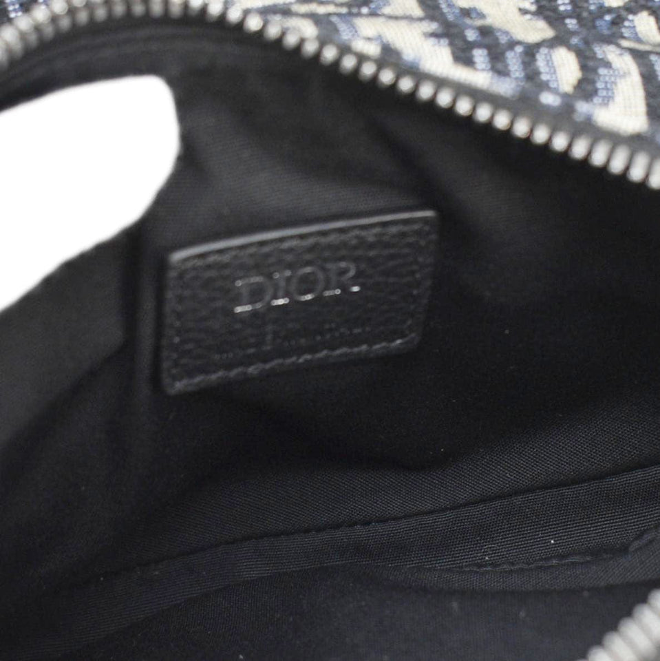 Christian Dior Saddle Oblique Jacquard Belt Crossbody Bag Navy Blue