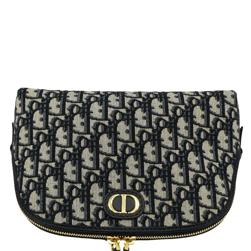 Christian Dior 30 Montaigne Aphrodite Oblique Jacquard Pouch Navy Blue