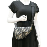 Christian Dior Saddle Oblique Jacquard Belt Crossbody Bag Navy Blue