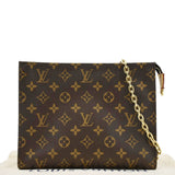 Louis Vuitton Toiletry Pouch On Chain Monogram Canvas Clutch Brown
