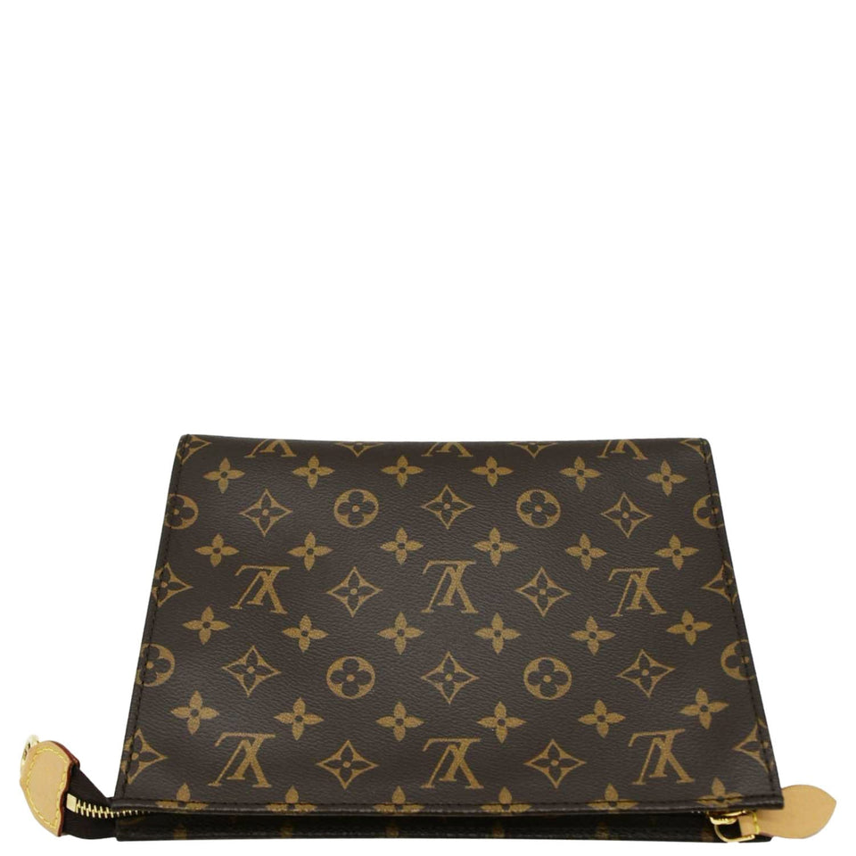 Louis Vuitton Toiletry Pouch On Chain Monogram Canvas Clutch Brown