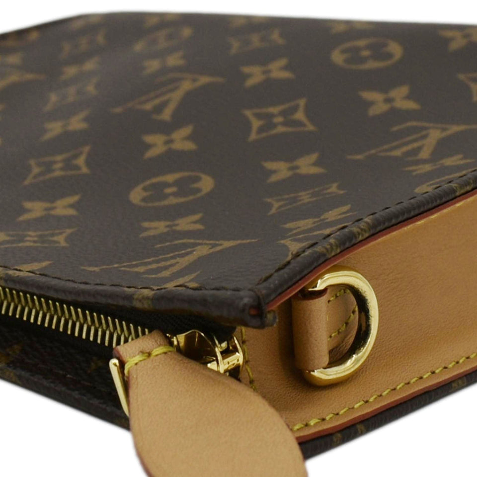 Louis Vuitton Toiletry Pouch On Chain Monogram Canvas Clutch Brown