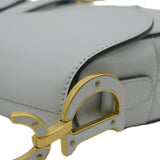 Christian Dior Saddle Smooth Calfskin Leather Satchel Bag Placid Blue