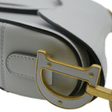 Christian Dior Saddle Smooth Calfskin Leather Satchel Bag Placid Blue
