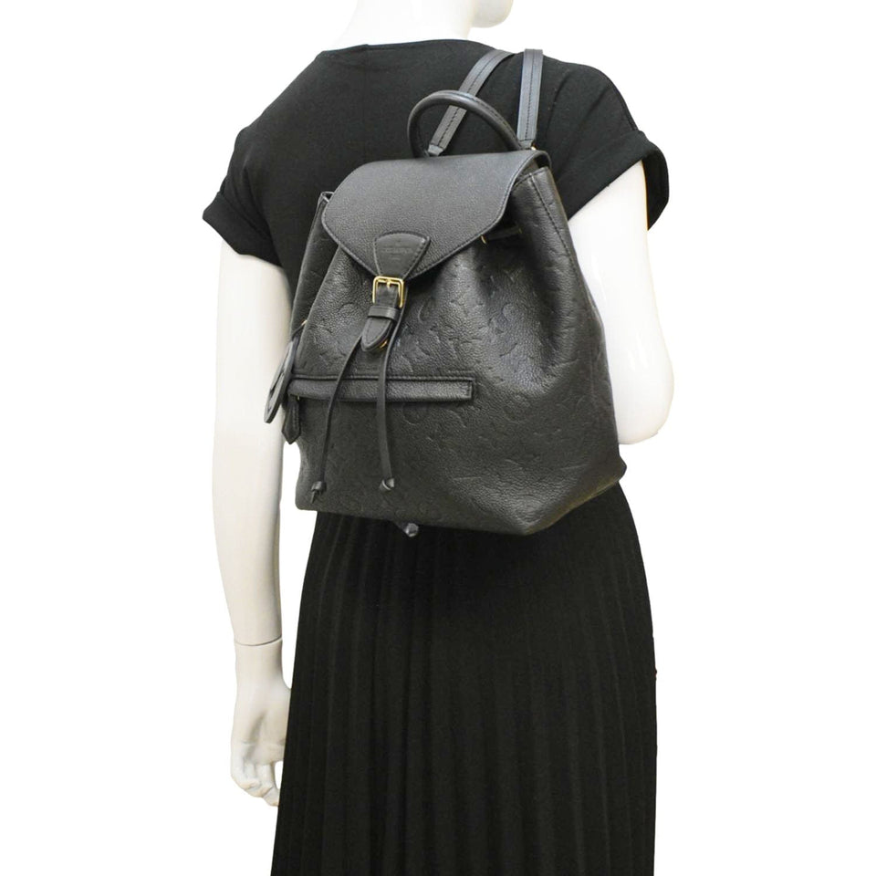 Louis Vuitton Montsouris Monogram Empreinte Leather Backpack Bag Black