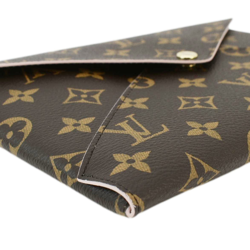 Louis Vuitton Kirigami Pochette Large Monogram Canvas Clutch Rose Ballerine