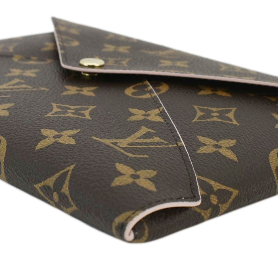 Louis Vuitton Kirigami Pochette Large Monogram Canvas Clutch Rose Ballerine