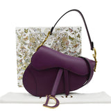 Christian Dior Saddle Leather Satchel Bag Mulberry