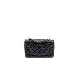 Chanel Mini Rectangular Flap Bag Patent Leather Black with L