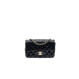 Chanel Mini Rectangular Flap Bag Patent Leather Black with L