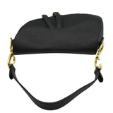 Christian Dior Saddle Grained Leather Satchel Shoulder Bag Black