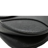 Christian Dior Saddle Grained Leather Satchel Shoulder Bag Black