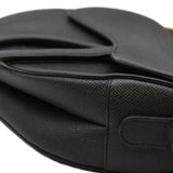 Christian Dior Saddle Grained Leather Satchel Shoulder Bag Black