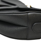 Christian Dior Saddle Grained Leather Satchel Shoulder Bag Black