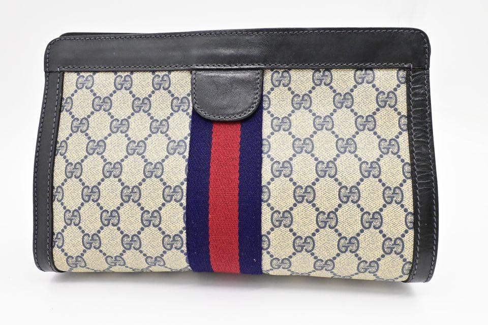 Gucci 'Accessory Collection' Clutch in Navy GG Supreme Canvas