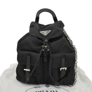 Prada Double Pocket Mini Nylon Backpack Crossbody Bag Black