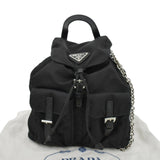 Prada Double Pocket Mini Nylon Backpack Crossbody Bag Black