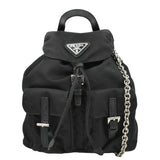 Prada Double Pocket Mini Nylon Backpack Crossbody Bag Black