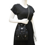 Prada Double Pocket Mini Nylon Backpack Crossbody Bag Black