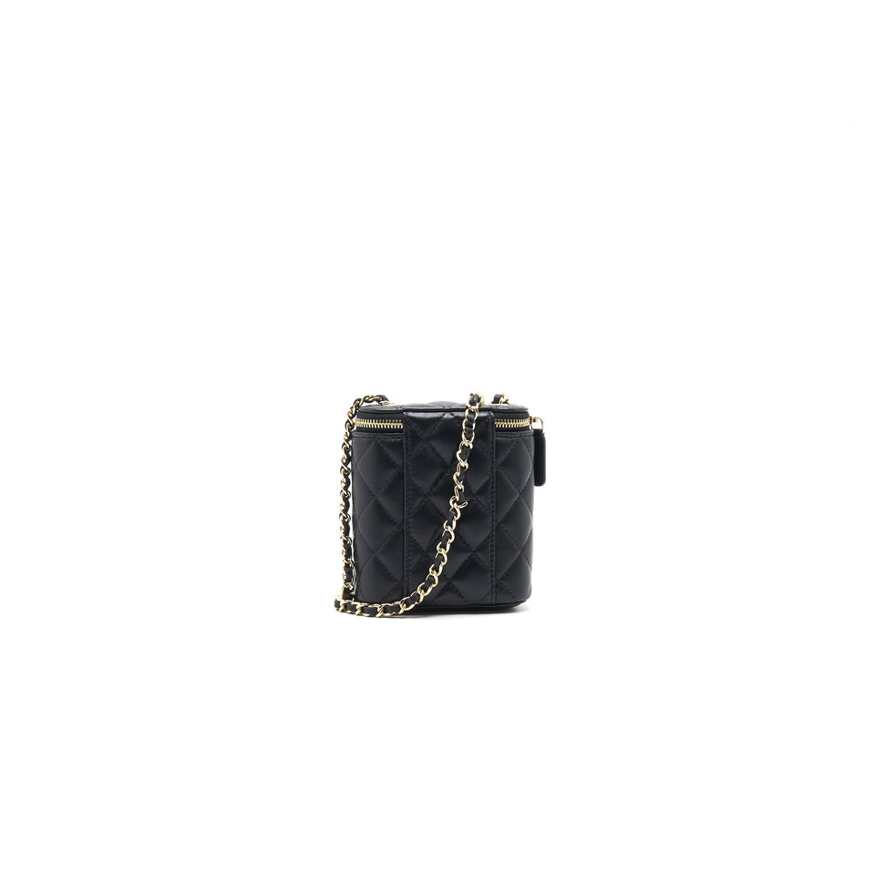Chanel 21C Long Vanity with Chain Lambskin Black with L