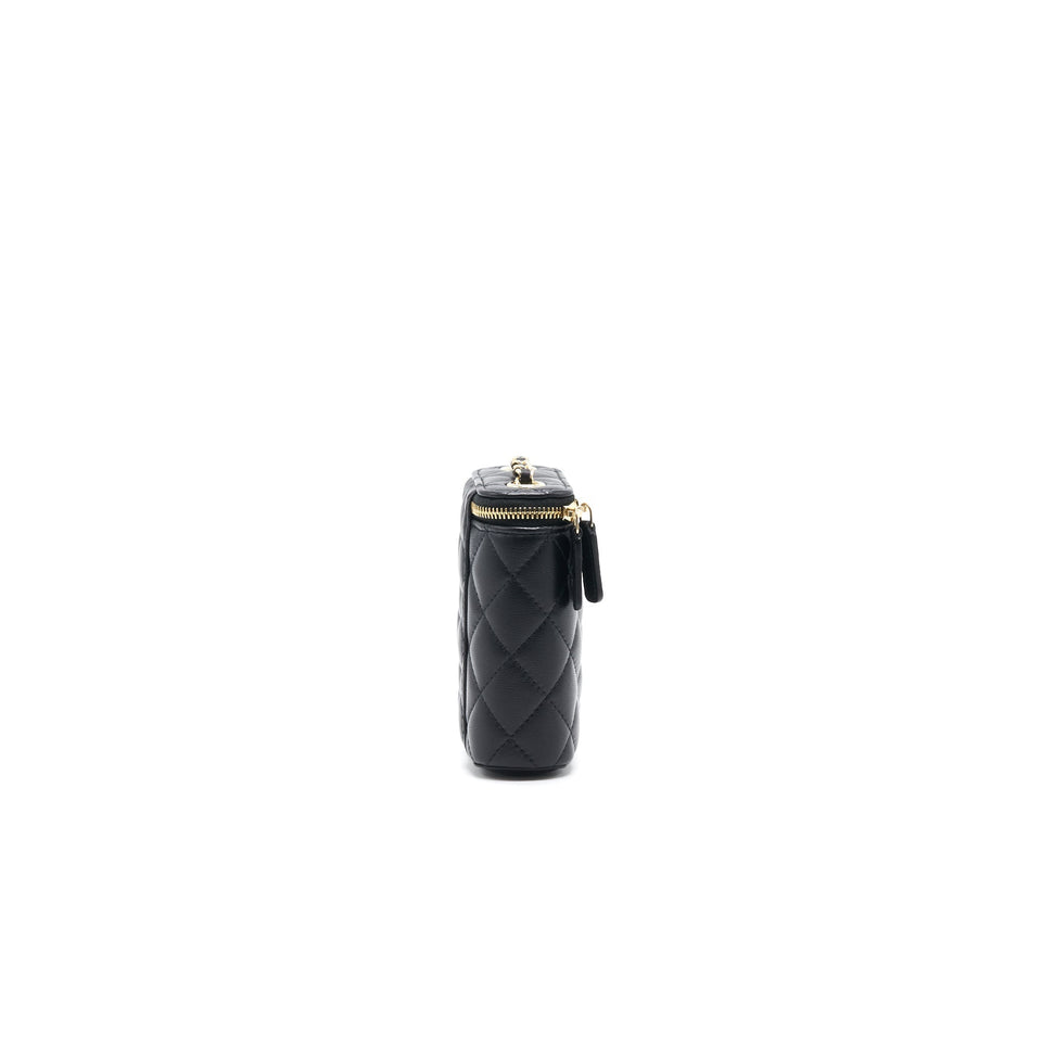 Chanel 21C Long Vanity with Chain Lambskin Black with L