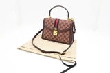 Gucci Ophidia Top Handle Bag in Burgundy GG Canvas & Leather
