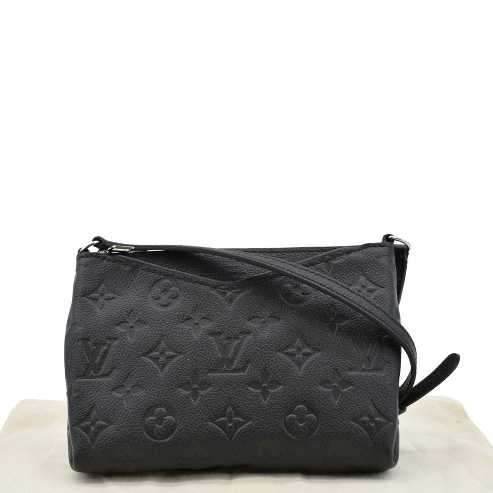 Louis Vuitton Pallas Monogram Empreinte Clutch Crossbody Bag Black