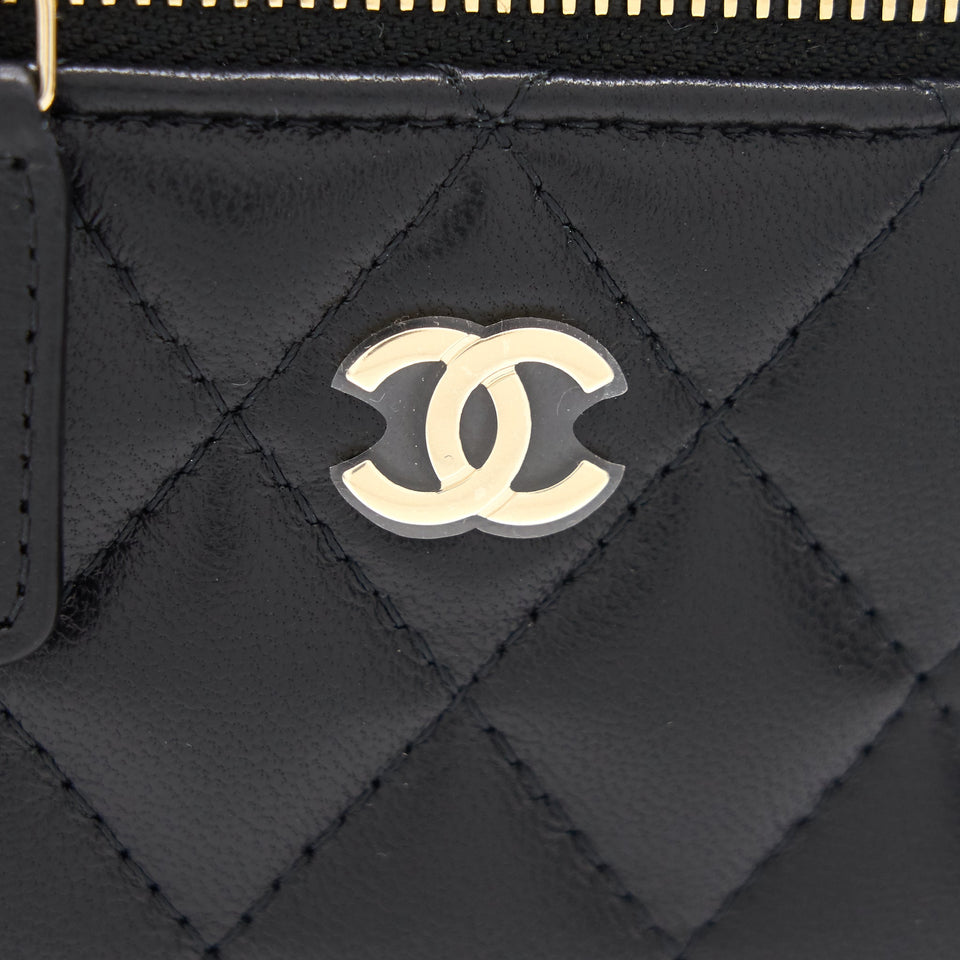 Chanel 21C Long Vanity with Chain Lambskin Black with L