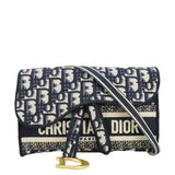 Christian Dior Saddle Slim Oblique Canvas Crossbody Bag Navy Blue