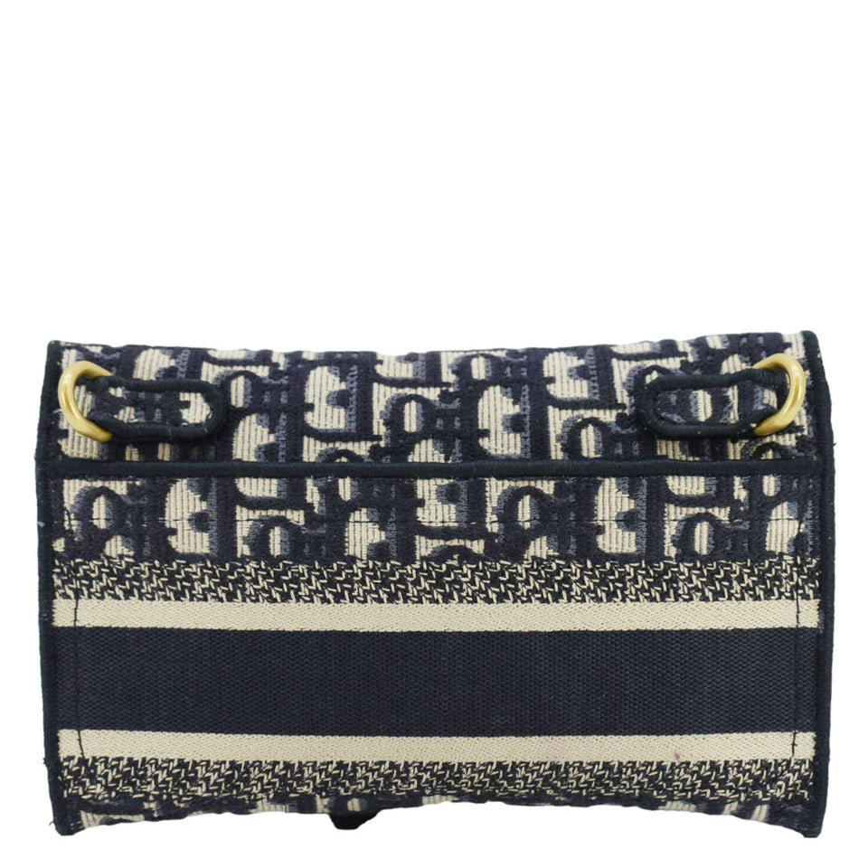 Christian Dior Saddle Slim Oblique Canvas Crossbody Bag Navy Blue
