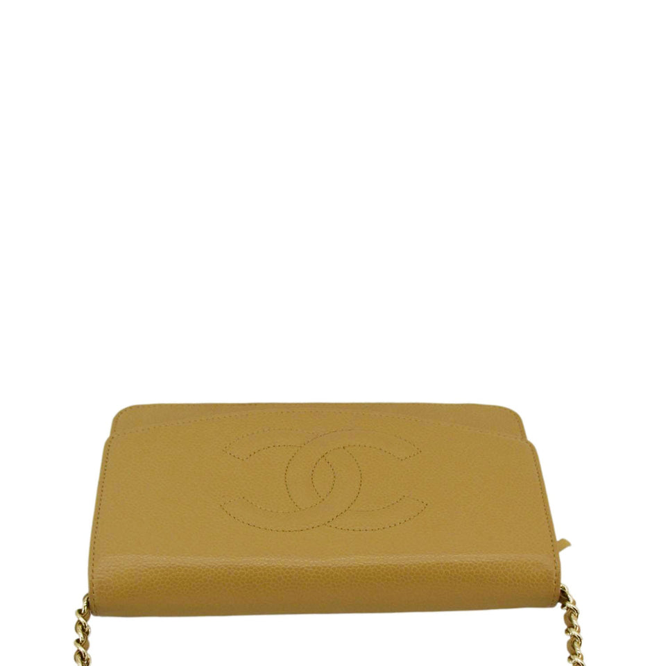 Chanel Timeless Caviar Leather Wallet On Chain Clutch Crossbody Bag Beige