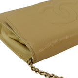 Chanel Timeless Caviar Leather Wallet On Chain Clutch Crossbody Bag Beige