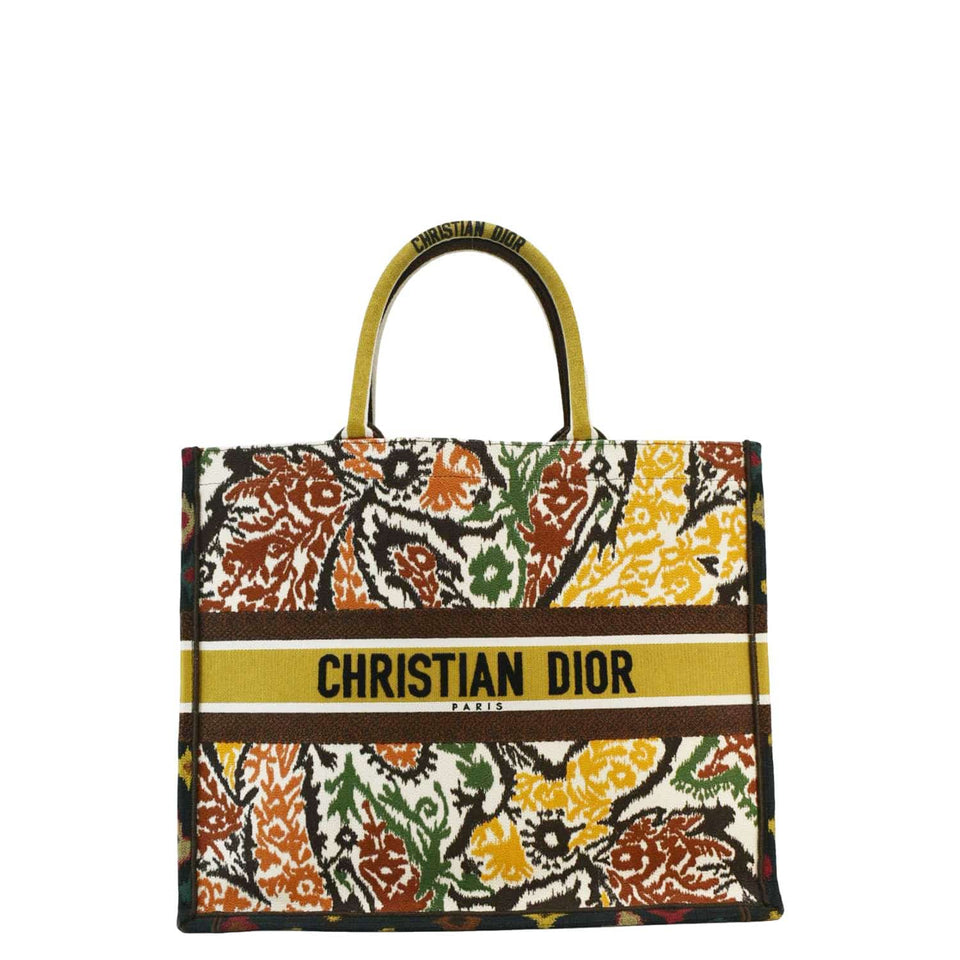 Christian Dior Book Large Embroidered Paisley Tote Bag Multicolor