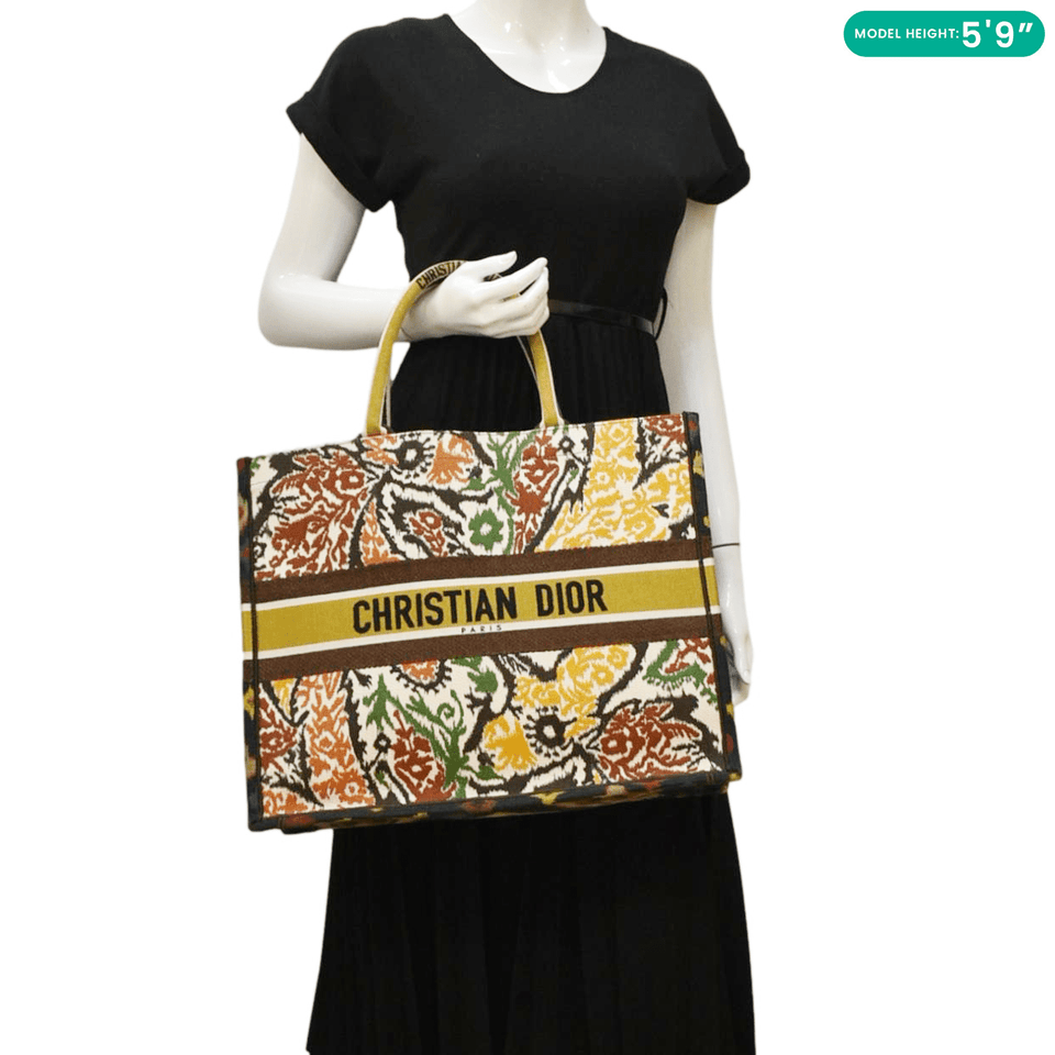 Christian Dior Book Large Embroidered Paisley Tote Bag Multicolor