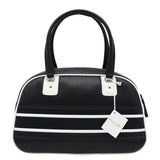 Christian Dior Vibe Zip Bowling Medium Leather Shoulder Bag Navy Blue