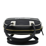 Christian Dior Vibe Zip Bowling Medium Leather Shoulder Bag Navy Blue