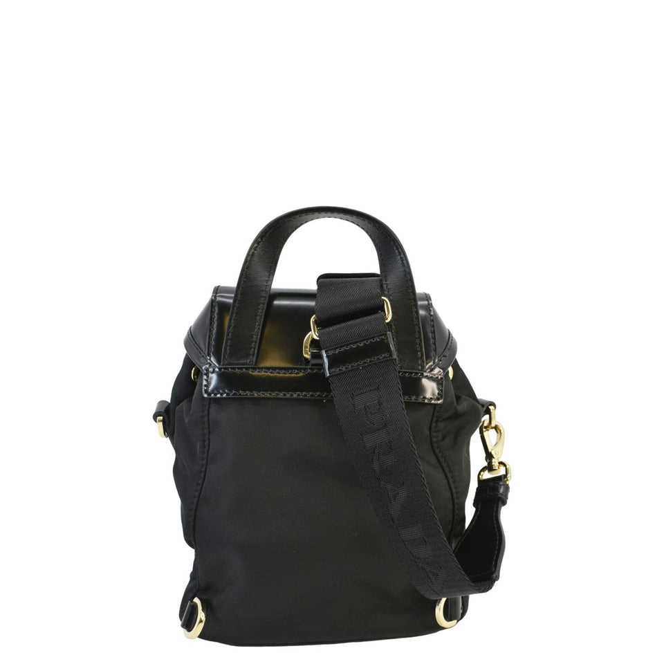 Prada Re-Nylon Brushed Leather Crossbody Backpack Black