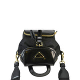 Prada Re-Nylon Brushed Leather Crossbody Backpack Black