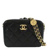 Chanel Twist Your Buttons Quilted Caviar Leather Crossbody Clutch Bag Black