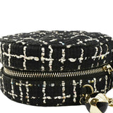 Chanel Round Quilted Tweed Clutch Crossbody Bag Black