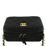 Chanel Twist Your Buttons Quilted Caviar Leather Crossbody Clutch Bag Black