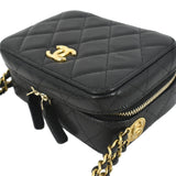 Chanel Twist Your Buttons Quilted Caviar Leather Crossbody Clutch Bag Black