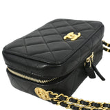 Chanel Twist Your Buttons Quilted Caviar Leather Crossbody Clutch Bag Black