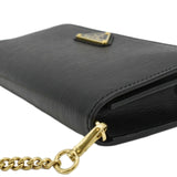 Prada Wallet on Chain Leather Clutch Crossbody Bag Black