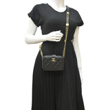 Chanel Twist Your Buttons Quilted Caviar Leather Crossbody Clutch Bag Black