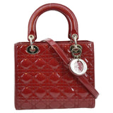 Christian Dior Medium Lady Dior Leather Shoulder Bag Red