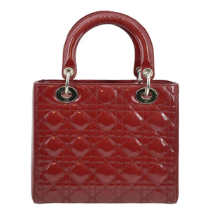 Christian Dior Medium Lady Dior Leather Shoulder Bag Red