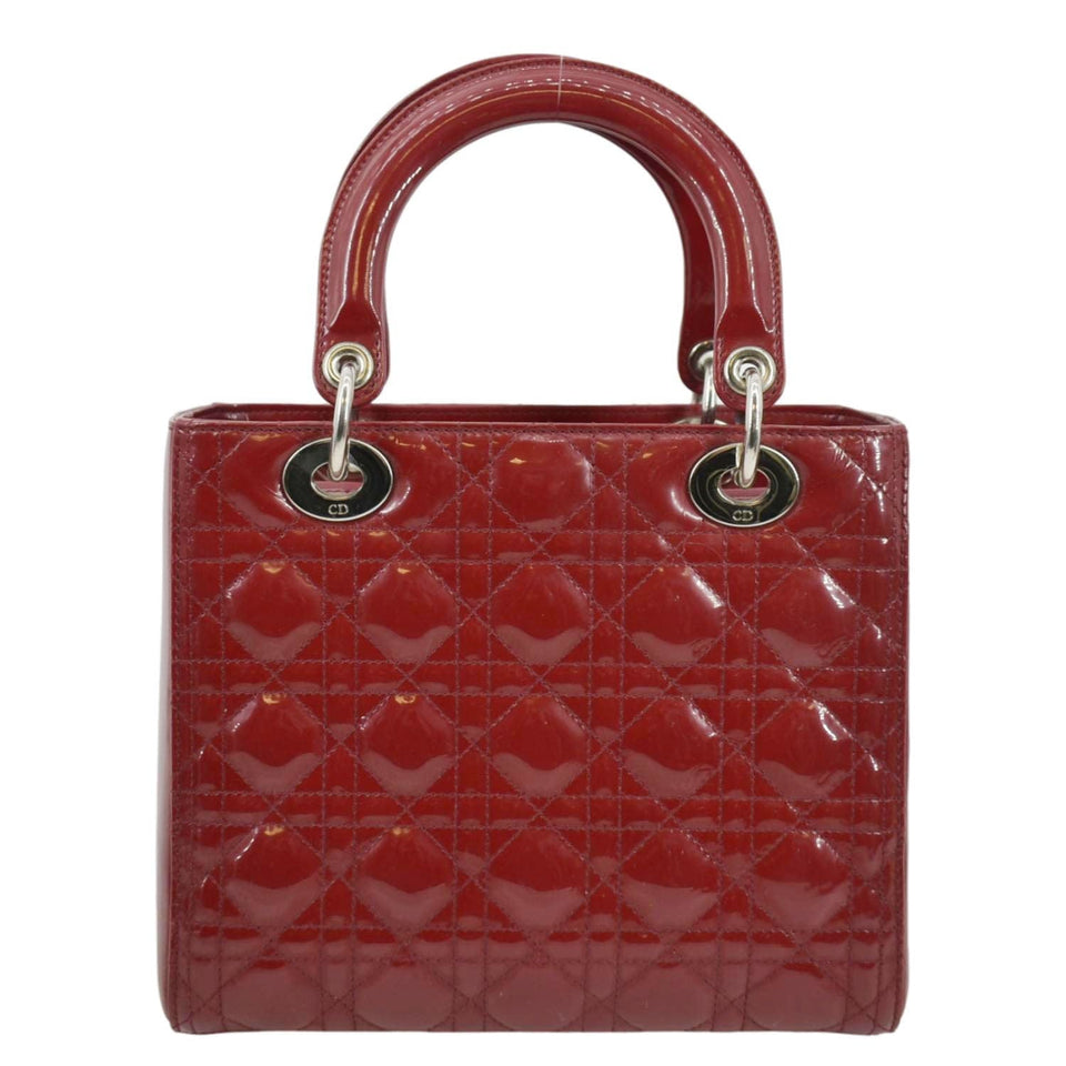 Christian Dior Medium Lady Dior Leather Shoulder Bag Red