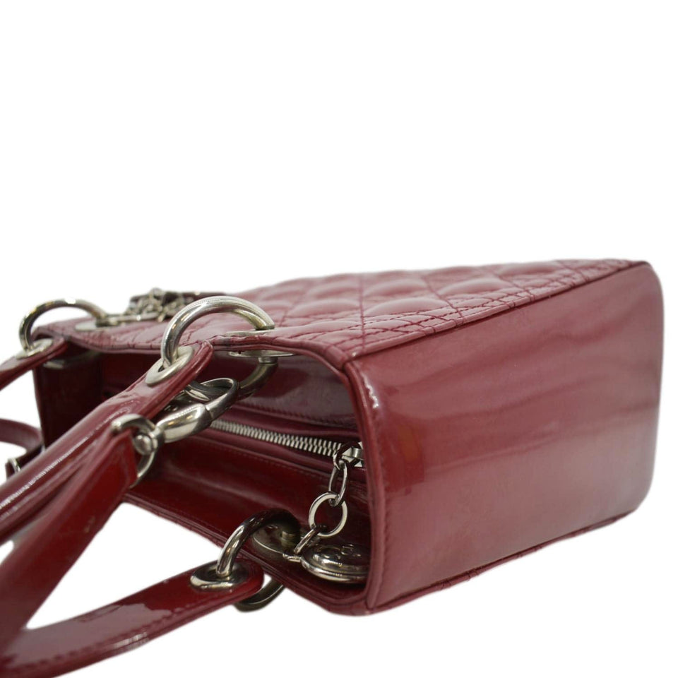 Christian Dior Medium Lady Dior Leather Shoulder Bag Red