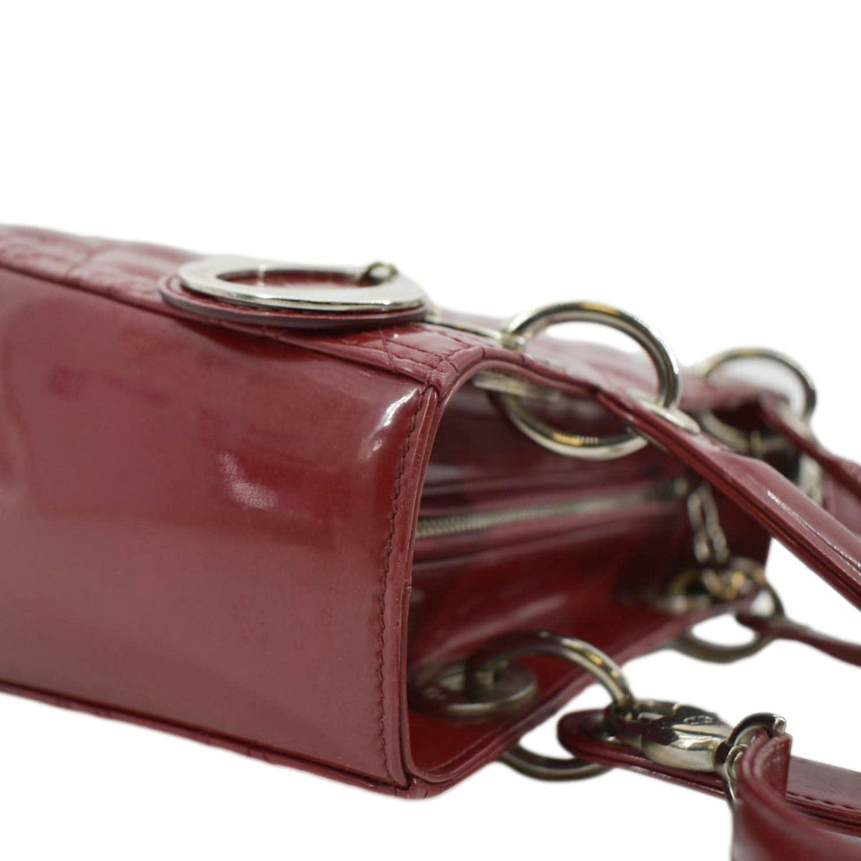 Christian Dior Medium Lady Dior Leather Shoulder Bag Red